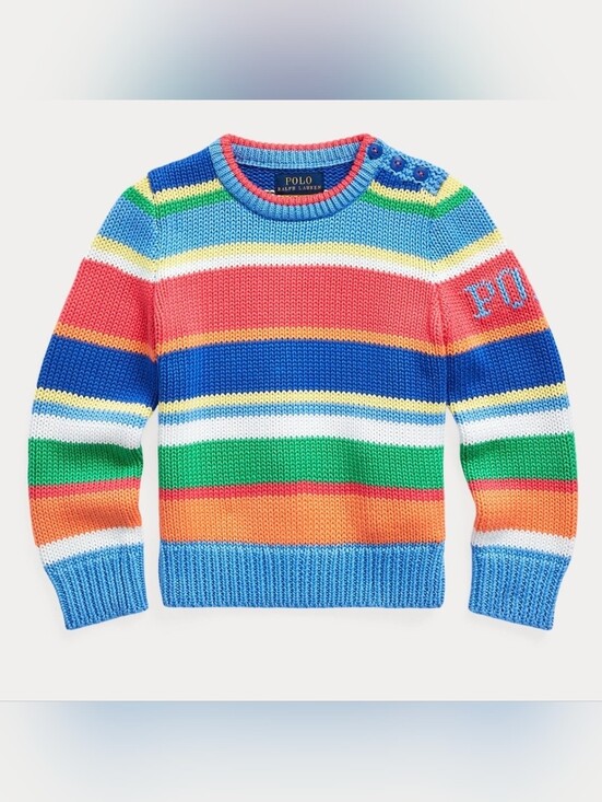 Polo Ralph Lauren Other - Polo Ralph Lauren Girls Blue Multicolor Striped Knit Long Sleeve Sweater Sz 4/4T